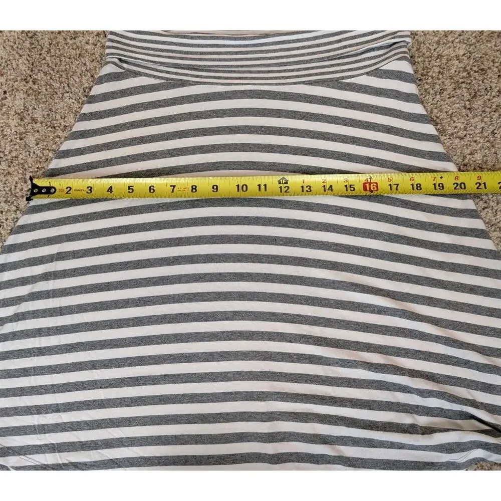 Gap Women's Grey White Stripe Foldover Waist Skirt Sz M Retro Preppy Y2K Skater